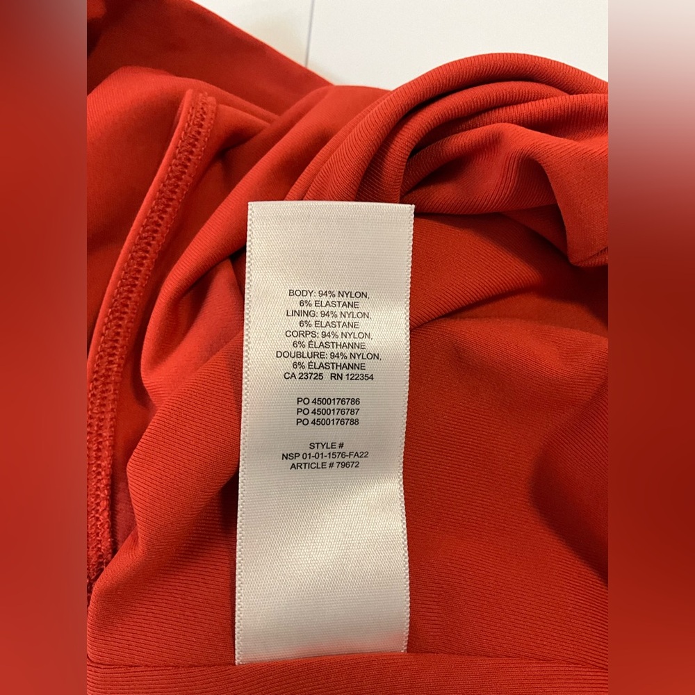 Aritzia Babaton Skintight Crewneck Long Sleeve Bodysuit‎ Orange Size - Picture 8 of 9